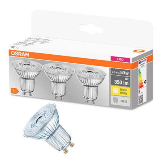 OSRAM 3x GU10 LED žiarovka 4,3W = 50W 350lm 2700K