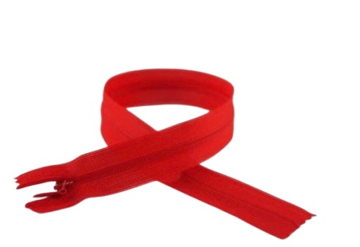 Zips, SAMOSTATNÝ Zips, KRYTÁ ČIPKA, 20 cm, ČERVENÁ