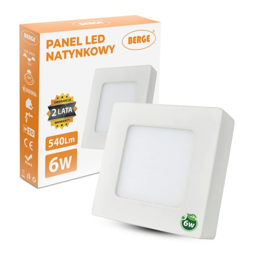 LED TABUĽOVÝ PANEL 6W POVRCHOVÁ MONTÁŽ 540LM EMC Štvorcový