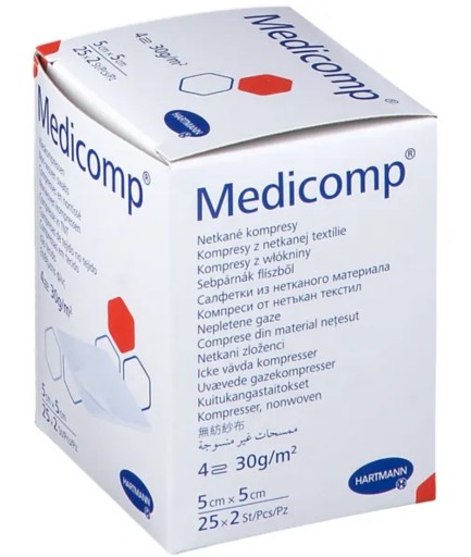 HARTMANN - Medicomp 5x5cm, 25x2 ks. sterilné