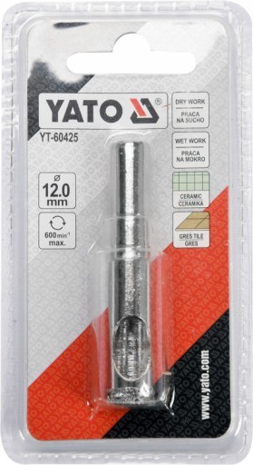 DIAMANTOVÁ VŔTAČKA YATO NA OKULIARE POLITICKÁ OTVOROVÁ PÍLA 12 mm