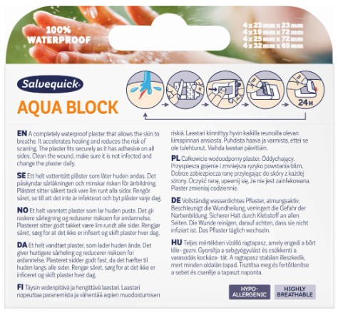 SALVEQUICK AQUA BLOCK vodeodolné náplasti 16 ks.