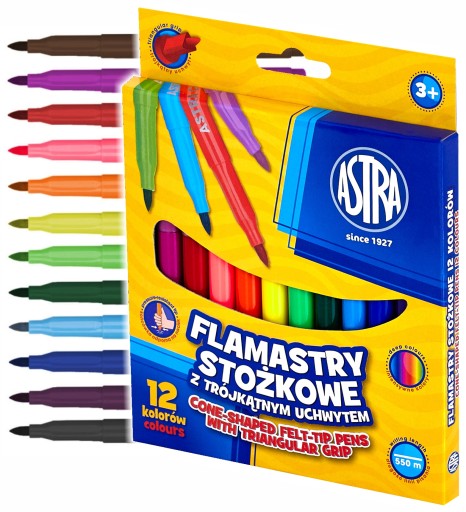 Perá Astra CONICAL FINTERS 12 farieb s TROJUHOLNÍKOU RÚČKOVOU