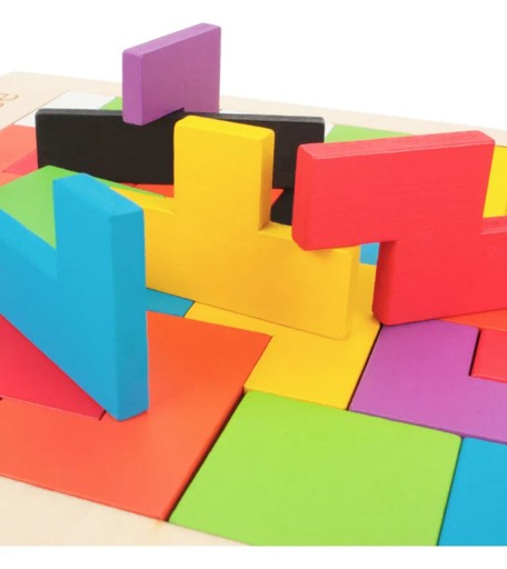 DREVENÉ PUZZLE BLOCKS TETRIS TANGRAM PUZZZLE