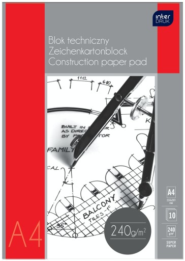 TECHNICKÝ BLOK BIELY A4 do 240g PREMIUM 10 listov