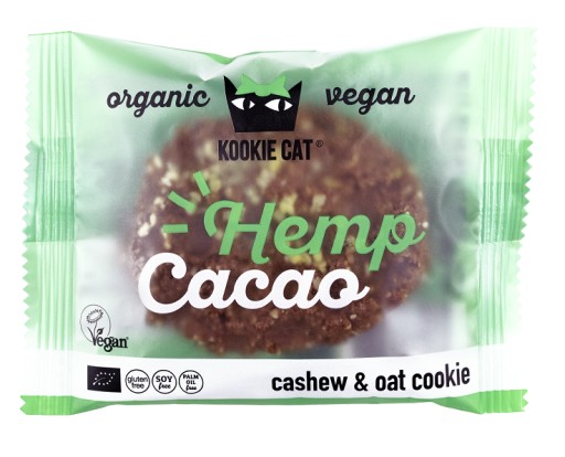 VEGAN COOKIE S KONOPNÝMI SEMIENKAMI A KAKAOM, BEZLEPKOVÉ BIO 50 g - KOOKI