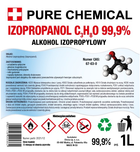 ISOPROPANOL IPA 99,9% 1l NA ODMAŠŤOVACÍ ČISTIČ