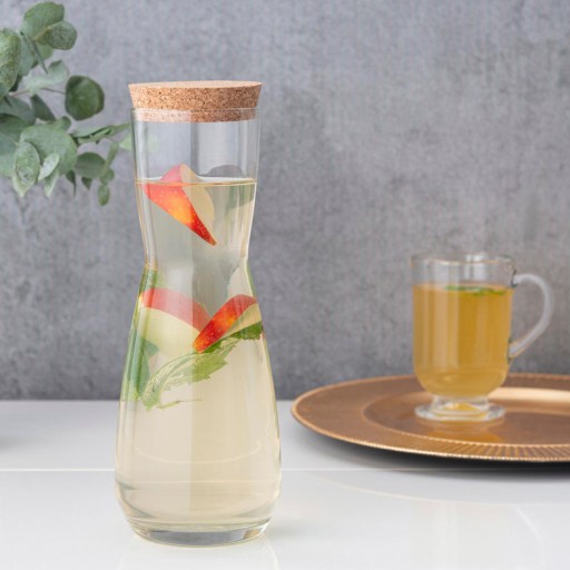 Sklenená karafa na vodu Altom Design s korkom na víno, 1,1 l