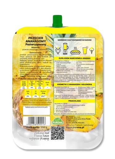 Ananásové pyré (pena) 100% b/c PURENA 250g