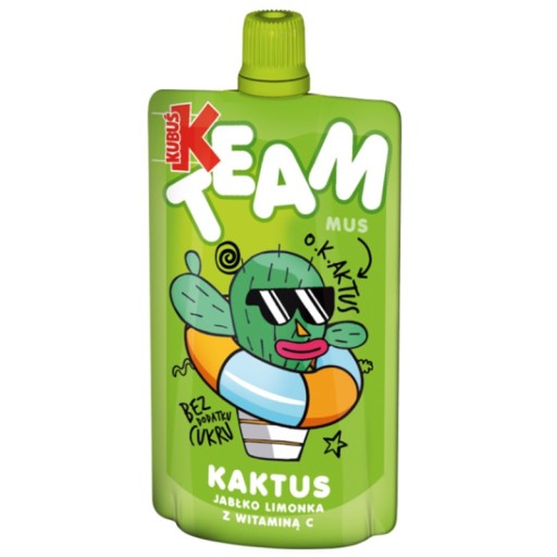 Kubuś Team Mousse pre deti Jablkový Kaktus Limetka s vitamínom C 100 g