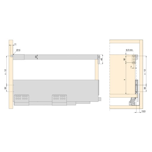 VERTEX L-500 EMUCA lišty zásuviek - biela