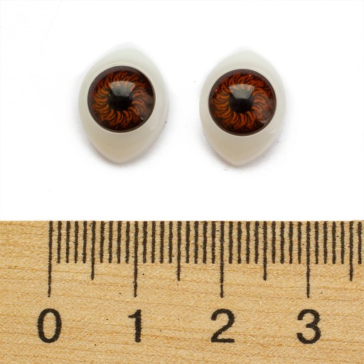 Dúhové oči, na hračky, plastové, hnedé, 10,5x14x6mm, 10ks