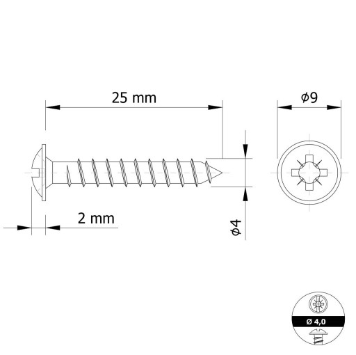 Skrutka do dreva s podložkou 4,0 x 25 mm
