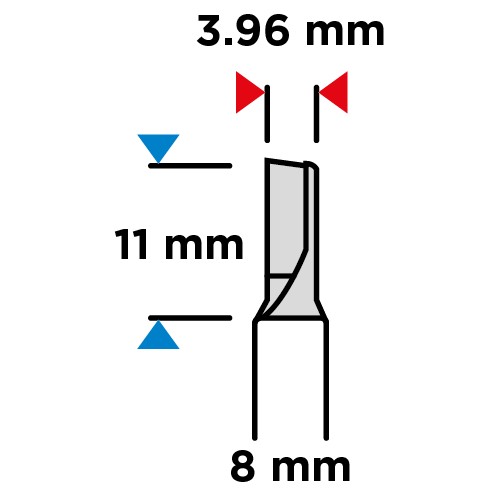 Jednobřitá stopková fréza 3,96x11mm, stopka 8mm