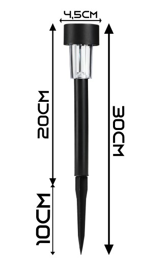 Solárna záhradná lampa, LED stĺp, čierna, do záhrady, studená biela