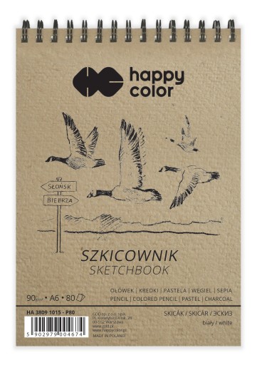 Skicár A6 90g biely Block Birds Happy color
