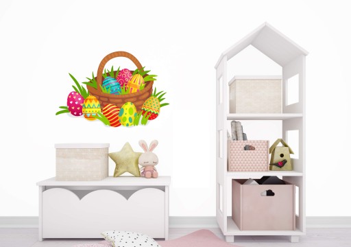Veľkonočná nálepka na stenu, košík, 50 x 35