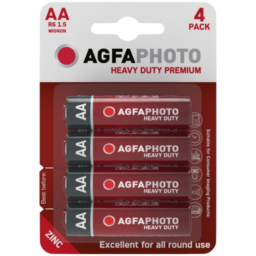 4x AGFAPHOTO HEAVY DUTY AA LR06 ZINKOVÁ BATÉRIA
