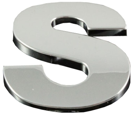 Nálepka Emblém Chrome 3D Číslo Písmeno Písmeno S