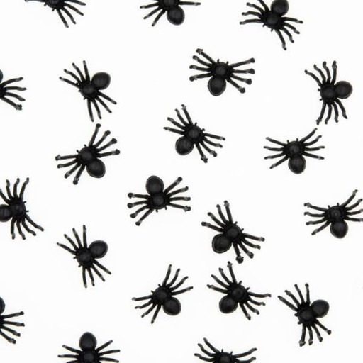 ČIERNE PLASTOVÉ PAVÚKY 50 KUSOV HALLOWEEN