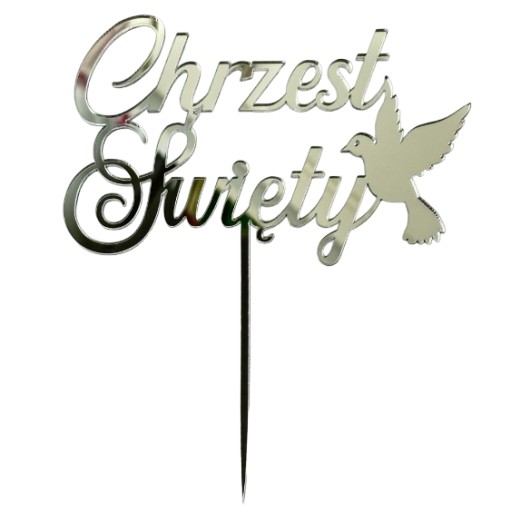 Svätý krst s holubicou Baptism Topper PLEXI strieborné zrkadlo