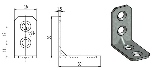 10x UHLOVÝ KLOB NA MONTÁŽ NÁBYTKU 30 X 30