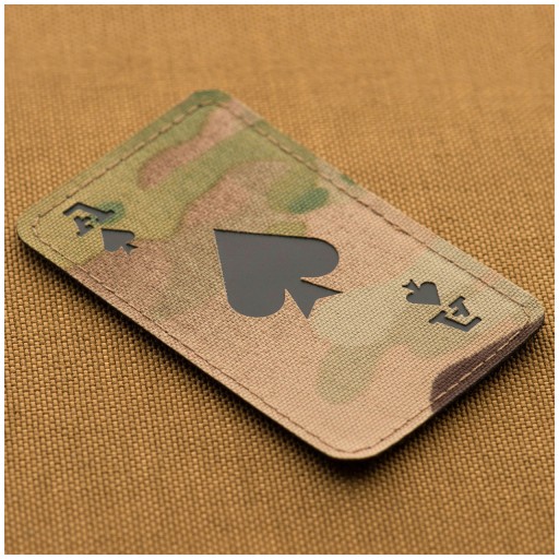 ACE OF SPADES AKO SPADES ZNAK NÁPLATA LASEROVÝM REZAM M-TAC MULTICAM