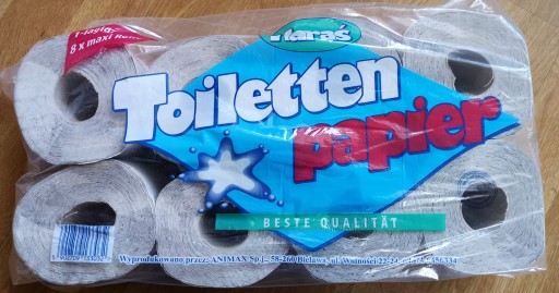 Sivý karas MAXI TOALETNÝ PAPIER - balenie 8 ks roliek