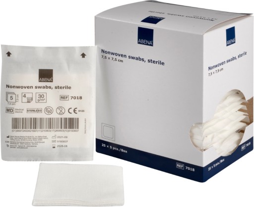 Sterilné obklady z netkanej textílie 7,5 x 7,5 cm (125 ks) Abena