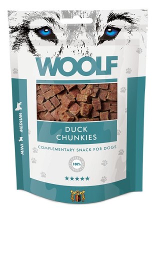 WOOLF DUCK CHUNKIES prírodná pochúťka z kačacích kociek 100g