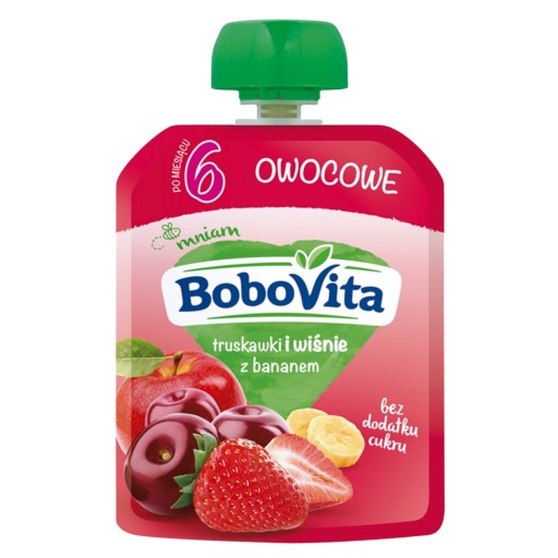 Jahodovo-čerešňová pena s banánom BoboVita 80g