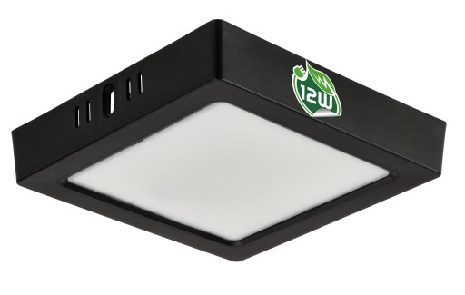 LED stropné svietidlo prisadené na povrch 12W 1200lm 4000K čierny štvorec