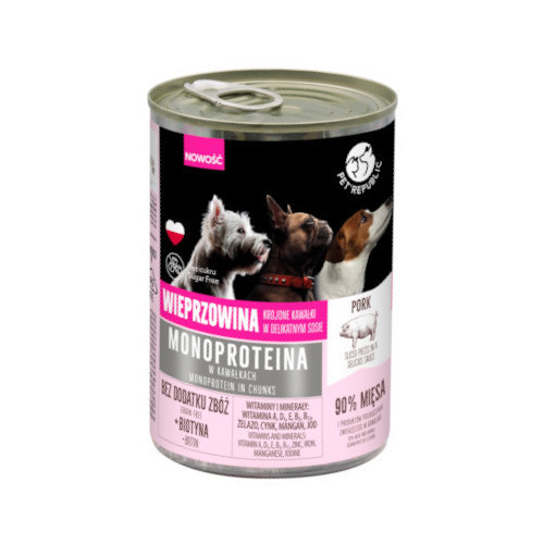 Pet Republic MONO PROTEIN mokré krmivo pre psov monoproteínové bravčové mäso 400g