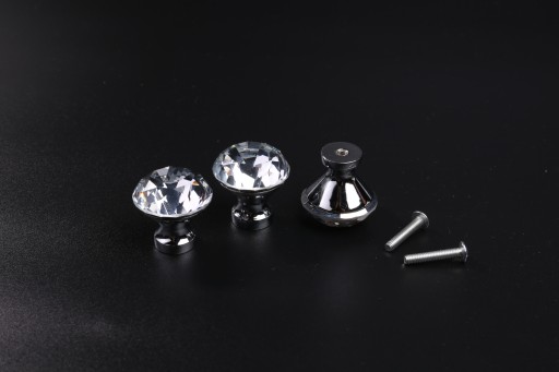 Krištáľový gombík, bezfarebná nábytková úchytka 30 mm