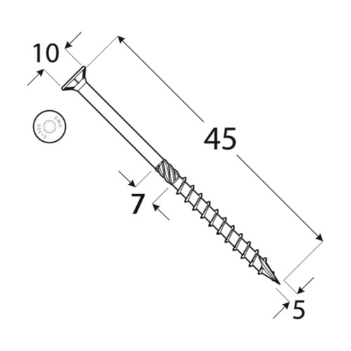 TESÁRSKE SKRUTY DO DREVA 5x45 KUŽELOVÉ TORX 200 ks CS 05045 DOMAX