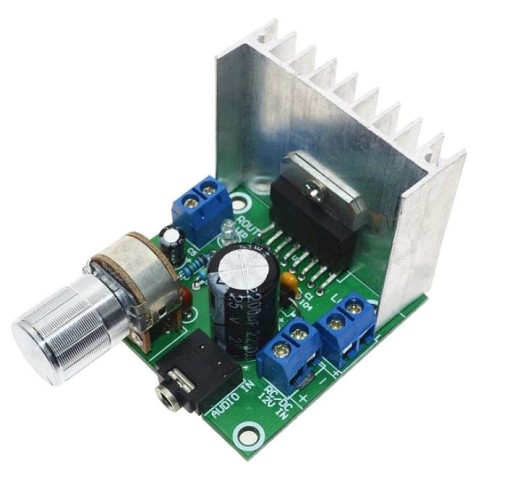 046 Zosilňovač zvuku 2x15W 12V TDA7297 + gombík