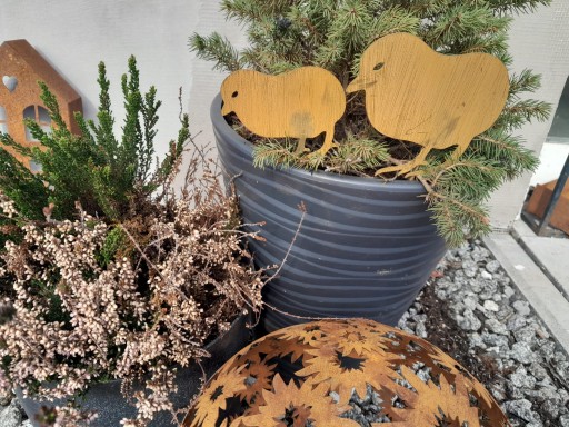 Chicks Veľkonočná dekorácia Záhradná dekorácia A-board Corten Effect 2 ks