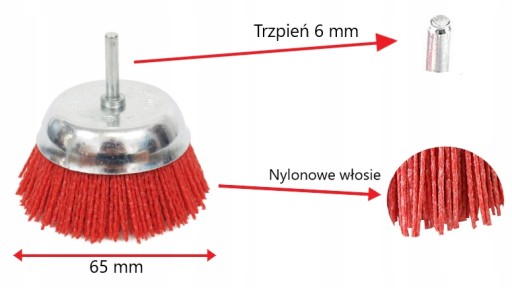 NYLONOVÁ ČISTIACA KEFA NA VŔTAČKU 65mm