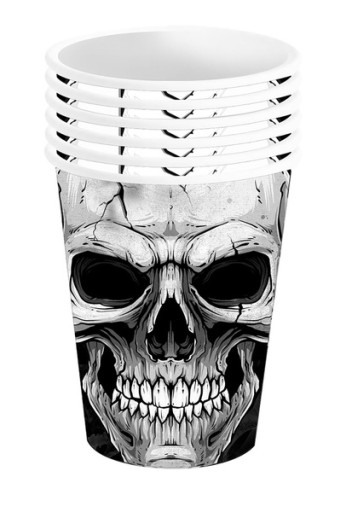 HALLOWEENSKÉ PAPIEROVÉ POHÁRKY LEBKA LEBKA 240ML 6 KS. HALLOWEEN