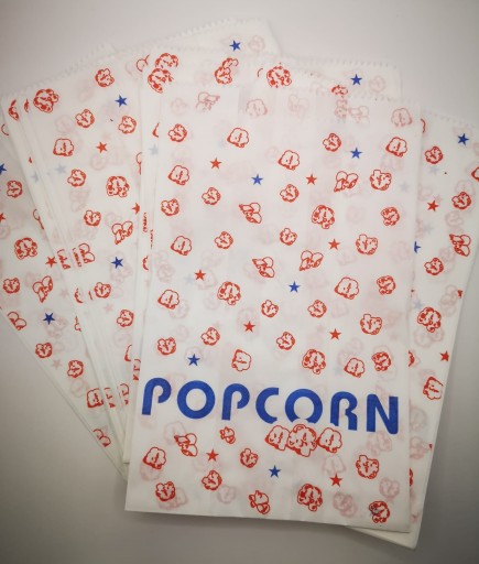 Veľká papierová taška s potlačou POPCORN, 200 ks.