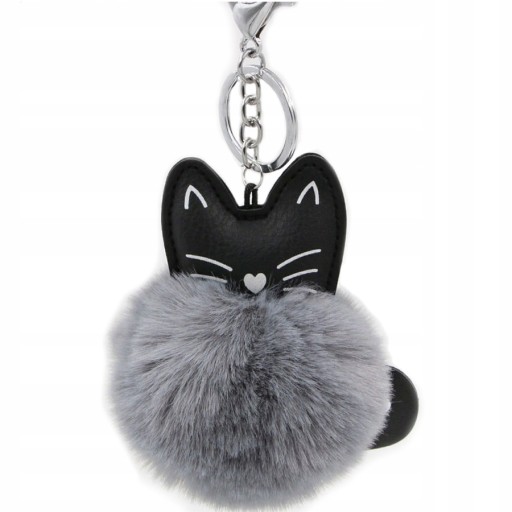 KĽÚČENKA S POMPÓNOM Kožušinová kľúčenka CAT CAT