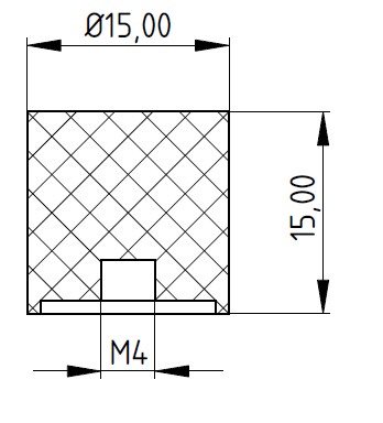 VIBRO ISOLATOR E 15x15 M4 Gumový vankúš Tlmič vibrácií Izolátor vibrácií