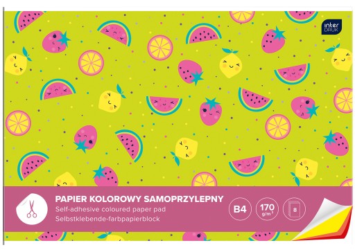 Farebný vystrihovací papier B4, samolepiaci, 8 farieb