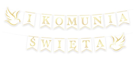 BANNER GIRLAND 1. SV. PRIJÍMANIE bielo-zlatá dekorácia holubica VP
