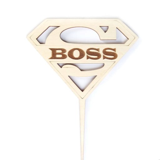 Dekoračný topper Super BOSS na nalepenie do preglejky