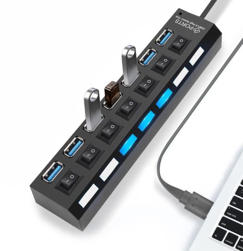 USB HUB 7 PORTOVÝ SPÍNAČ ROZDEĽOVAČA