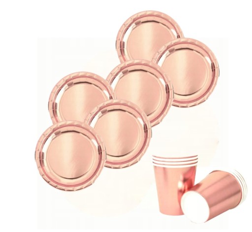 POHÁRKY TANIERE ROSE GOLD SADA 6 BAKALÁRSKYCH NARODENINOVÝCH PRÍLEŽITOSTI