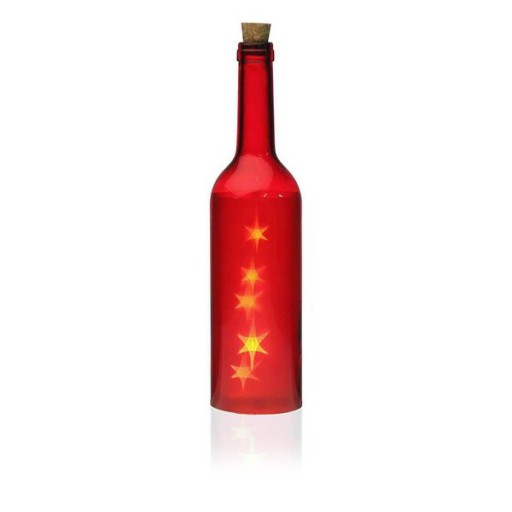 Červená sklenená LED fľaša Versa Cosmo (7,3 x 28 x