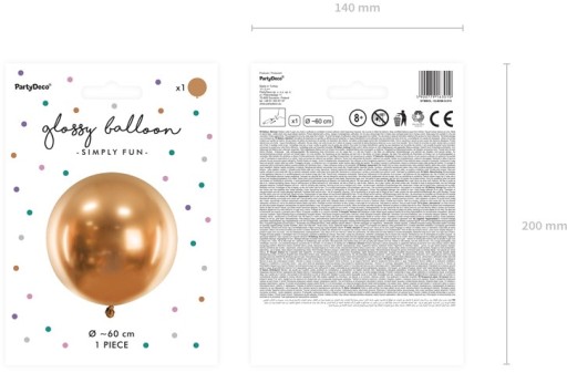 LESKLÝ BALÓN CHróm CHROMOVÁ ZLATÁ VEĽKÁ GUĽA NARODENINOVÁ SVADBA 60 CM 24