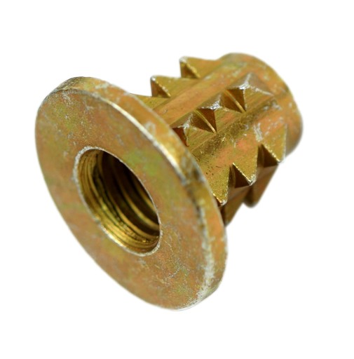 Nabíjacia zásuvka M8 x 15 mm s nákružkom na drevo, žltý pozink